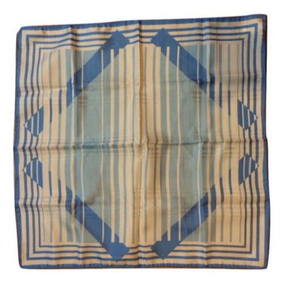 Vintage Italian Blue & White Striped Square Scarf - Picture 4 of 4